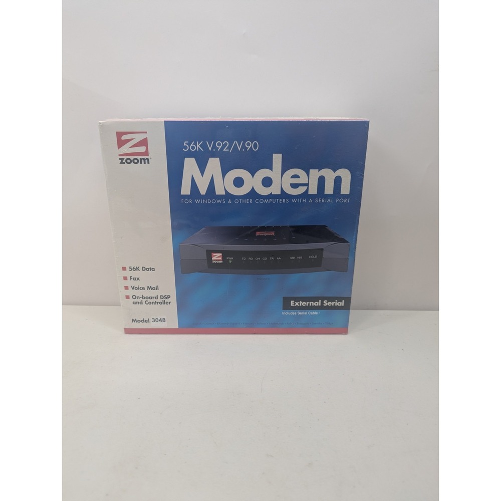 External 56k V.92/V.90 Zoom Fax Modem Model 3048 - Brand New Factory Sealed